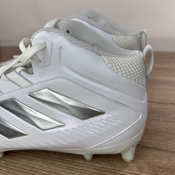 Adidas Shoes Mens Size 11.5 White Silver Football Cleats NASTY 20 Mid Sports - Picture 8 of 12